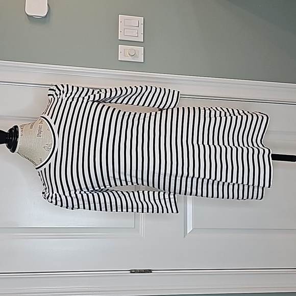 A.L.C. Kidman Black & White Stripe Long-Sleeve T-Shirt Mini Dress - Size Medium - Picture 6 of 11